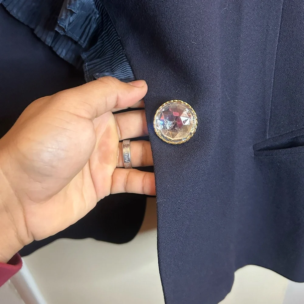Dior Midnight Blue Women's Blazer with Ruffle Trim